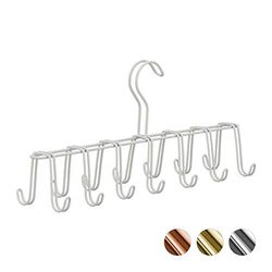 Relaxdays 10026606_49 Ceintures Porte-Cravates Foulard Cintre en métal Organiseur Armoire 14 Crochets Place, Blanc, Fer, 17 x 36 x 9,5cm