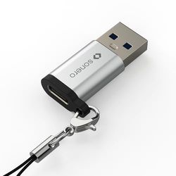 Sonero USB A till USB C-adapter, snabb laddning 3 A 15 W, 480 Mbps dataöverföring, OTG, kompatibel med iPhone, Samsung Galaxy, Watch, Google Pixel UVM., aluminium/silver