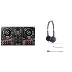 Pioneer DJ DDJ-200 Smart DJ Controller, Black & JVC Wired Lightweight Headphones - Black, ‎HA-L50-B-E