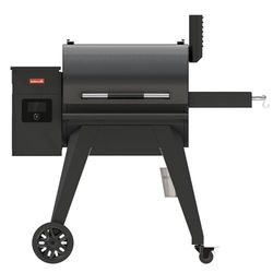 Barbecook Barbecue à pellets Arthur, Gril à pellets avec 3 grilles réglables, 75°C-260°C, en émail noir 126x72x130 cm