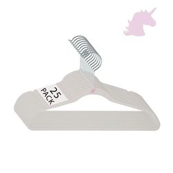 Simplify Lot de 25 Porte Vetement Cintres en Velours pour Enfants - Design Fin et Antidérapant - Économie d'Espace - Couleurs Assorties à n'importe Quelle Chambre de Bébé - Blanc