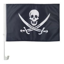 AZ FLAG - Drapeau Pirate Jack Rackham Pour Décoration Voiture Avec Attaches En PVC Et Système d'Accroche - Car Flag Pirates - Corsaire - 100% Polyester - 50g - 45x30 cm