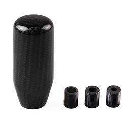 RYANSTAR Universal Car Gear Shift Knob Shifter Lever Round Ball Shape Carbon Fiber (Black-sk061)