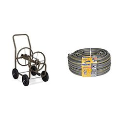 Relaxdays Chariot pour tuyau XL, Tambour mobile métallique, 2 connexions de 3/4 de pces, tuyau de 60 m, enroulable, brun & Hozelock 116252 Tuyau 50 m diam 19 mm Tricoflex Ultramax
