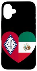 Arkansas and Mexico Flags: Heart Shaped Unity Custodia per iPhone 16 Plus
