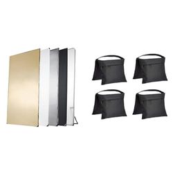 Walimex Pro Panel Reflector 5 en 1 (1 x 2 m) Negro/Plata/Blanco/Dorado/luz transmitida & Walimex Pro Panel Reflector 5 en 1 (1 x 2 m) Negro/Plata/Blanco/Dorado/luz transmitida