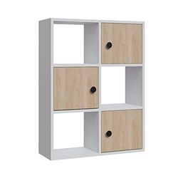 WELL HOME MOBILIARIO & DECORACIÓN Księgarnia, 100% Płyta wiórowa powlekana melaminą, Kolor Biały i dąb h.93