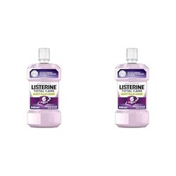 Listerine Bain de Bouche Quotidien Sans Alcool, Total Care Goût Plus Léger, Menthe Douce, pour une Haleine Fraîche, Transparent, 500 ml (Lot de 2)