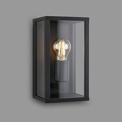 Briloner Leuchten - Lampada da esterno, Plafoniera da esterno in vetro, lampada da parete IP44, E27, nero, 260x140x135 mm (LxWxH)
