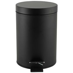 Beldray LA038098BLKFEU7 Bathroom Pedal Bin – Small Round Stainless Steel Sanitary Waste Bin For Bedroom, Office, Kitchen, Toilet, Soft Close Rubbish Bin, Removable 3L Inner Bucket, Carry Handle, Black