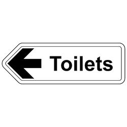 V Safety Toilets Arrow Left Panneau de sécurité en aluminium brossé 450 x 150 mm 3 mm