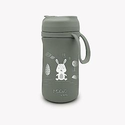 Nuvita 4441 Thermal Bottle with Silicone Pourer and Straw 500 ml, Keeps Drinks Warm and Cold, Thermal Flask for Children, Portable Container, Sage Green