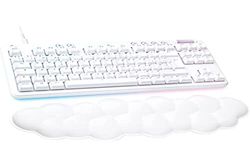 Logitech G 713 Gaming-toetsenbord met kabel met verlichting LIGHTSYNC RGB, lineaire schakelaar (GX bruin) en handbeschermer voor toetsenbord, compatibel met PC en Mac, mistwit (white mist)