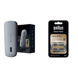 Braun PowerCase, Electric Shaver Charging Case, Compatible with Braun Series 9 & 8 Electric Shavers, Up to 6 Weeks of Shaving, 50% More Battery & Series 9 Electric Shaver Replacement Head, 94M, Silver