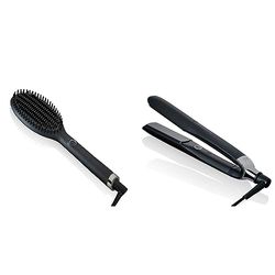 ghd Glide Hot Brush for Hair Styling, Ceramic Technology with Ioniser to Eliminate Frizz & Platinum+ Styler in Black - Professional Smart Hair Straighteners, Wishbone Hinge