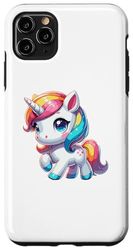 Carcasa para iPhone 11 Pro Max Unicornio mágico con melena arcoíris linda fantasía