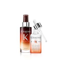 KÉRASTASE Nutritive - Routine Anti-Fourches Sans Rinçage Pour Cheveux Secs À Très Secs - Nourrit, Hydrate & Protège - Niacinamide & Protéines Végétales - Sérum de Nuit + Sérum Concentré Cheveux