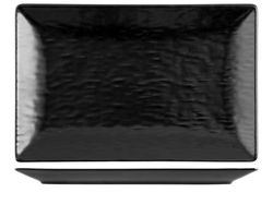 H&H 6 Rectangular Black Wavy Stoneware Plates 30x20