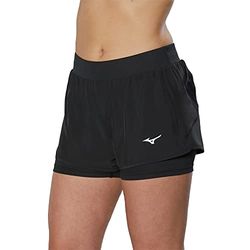 Mizuno ER 2in1 Short Pantaloncini, Nero, S Donna