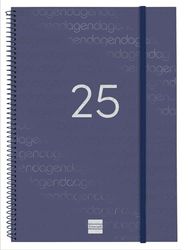 Finocam - Spiral Agenda Year 2025 Week to View Horizontal January 2025 - December 2025 (12 months) Spanish Blue