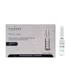 Valquer Laboratorios Facial Peel Fibres Face Serum Night Exfoliation and Repair. All Skin Types With Glycolic Acid and Aha. Face Scrub - 5 x 3 ml