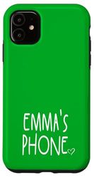 Emma's Phone Emma Nom personnalisé Blanc Vert Coque pour iPhone 11