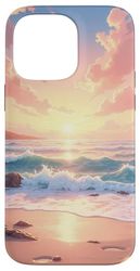Onde della spiaggia dell'alba con luce dorata morbida Custodia per iPhone 14 Pro Max