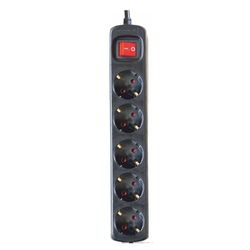SILVER ELECTRONICS - Extensão de tomada com 5 entradas com interruptor, preto, 5 tomadas, cabo de 1,5 m, proteção infantil, tomada de terra, com proteção contra picos de tensão