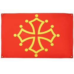 AZ FLAG Midi-Pyrenees flagga - Occitanien 150x90 cm med 4 öglor, Occitansk flagga för balkong eller vägg