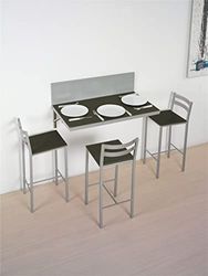 ASTIMESA Keukentafel, Metaal Glas Hout, Grafiet Grijs, 90x50 cm ó 90x30 cm