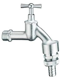 Cornat Afvoerkraan - 1/2 inch AG - Incl. tuit - Voor het aansluiten van was- & vaatwasser - Met terugslagklep & beluchter - Van messing mat verchroomd/kraan/afsluitkraan / TEC301101