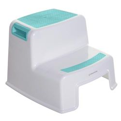 Dreambaby G685 Kinderkruk, opstapkruk, kinderkruk, antislip, twee niveaus, wit/blauw