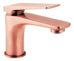 aquaSu® 795579 Orva - Grifo mezclador para lavabo (cobre, boquilla mezcladora de ahorro de agua, posición de agua fría que ahorra costes, válvula de vástago tipo 1 1/4", fijación estándar)