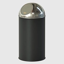 La Briantina Afvalemmer van staal met drukdeksel Push, diepzwart, Ø 24 x H 51 cm, inhoud 20 liter