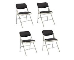 Principal Series 2700 Classic Steel Folding Chair, Fully Upholstered, Charcoal, Pack of 4