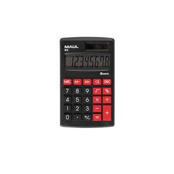 MAUL Calculatrice de Poche M 8 | Calculatrice avec Grand Affichage à 8 Chiffres | Fonctions Standard pour Le Bureau, l'université et l'école | Alimentation Solaire et à Pile | Noir