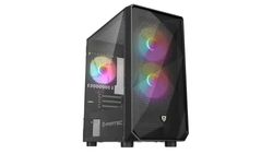 Nfortec - DYS Boîtier PC Gaming Mini Towe (MATX), 3x ventilateurs ARGB 120mm, façade en mesh, côtés en cristal plaqué, noir