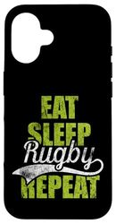 Eat Sleep Rugby Repeat Sports Athlete Rugby Coach Player Case for iPhone 16