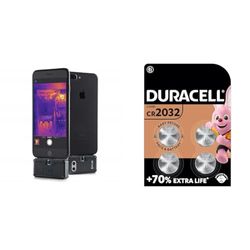 FLIR ONE PRO LT iOS Thermal Imaging Camera & DURACELL 2032 Lithium Coin Batteries 3V (4 Pack) - Up to 70% Extra Life - Baby Secure Technology