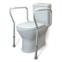 NRS Healthcare Lichtgewicht hoogte en breedte verstelbaar toilet surround rail veiligheidsframe, medium, grijs en wit