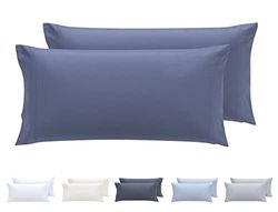 Todocama – Juego de 2 Fundas de Almohada, Microfibra Extra Suave, hipoalergénicas. Juego de 2-80x40 cm Azul grisáceo