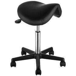 VEVOR Tabouret de Bureau Charge 181 kg Tabouret à Roulettes Rotation à 360° Hauteur Réglable 51-71 cm Tabouret de Selle Ergonomique Coussin Épais 39x45x6 cm Surface en PU pour Salon Bureau Clinique
