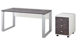 Germania 8712–261 GW de altino de meubles de bureau Lot de particules de Blanc/Basalto foncé 80.00 x 160.00 x 75.00 cm