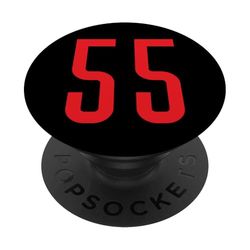 Número 55 Número de equipo deportivo rojo PopSockets PopGrip Adhesivo