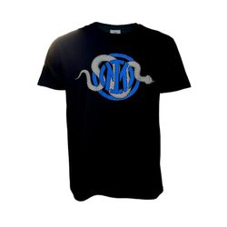 Inter T-Shirt Snake Logo Nera Camiseta Hombre, Turquesa, L Unisex Adulto