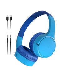 Belkin SoundForm Mini Casque Audio sans Fil pour Enfants avec Micro intégré (Circum-aural, autonomie de 30 h, pour Apprentissage, Voyages, Autocollants Amusants, pour iPhone, iPad, Galaxy) - Bleu