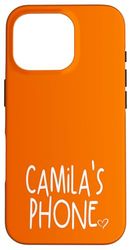 Camila's Phone Camila Nome Personalizzato Bianco Arancione Custodia per iPhone 16 Pro