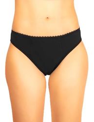HAUTE PRESSION Klassieke menstruatieslip voor tieners, met elastische kant in de taille, ref lila T16 jaar, absorberend en herbruikbaar, Zwart, 16 Jaren