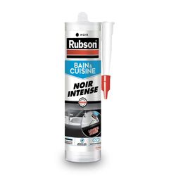 Rubson | Mastic Bain & Cuisine Noir Intense (cartouche de 280 ml) – Joint silicone multi-matériaux renforcé en antifongiques – Mastic sanitaire coloré, souple & étanche