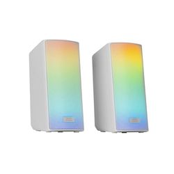 Mars Gaming MSRGB2W, Haut-parleurs Bluetooth 5.3 15W, Processeur Sonore DSP, Éclairage RGB Dynamique, Panneau Avant Mesh Complet, Boîtier de Contrôle, Entrée Jack 3.5mm + USB, Blanc